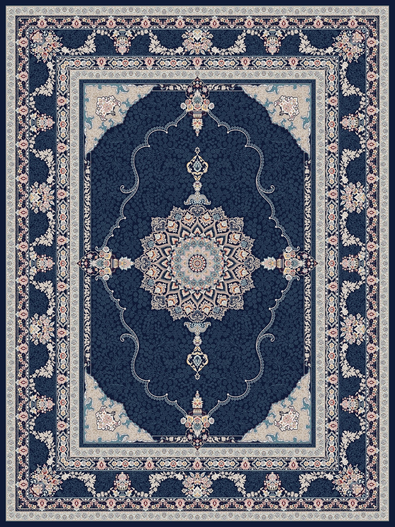 2026 Navy Luxury Traditional Persian Medallion Rug