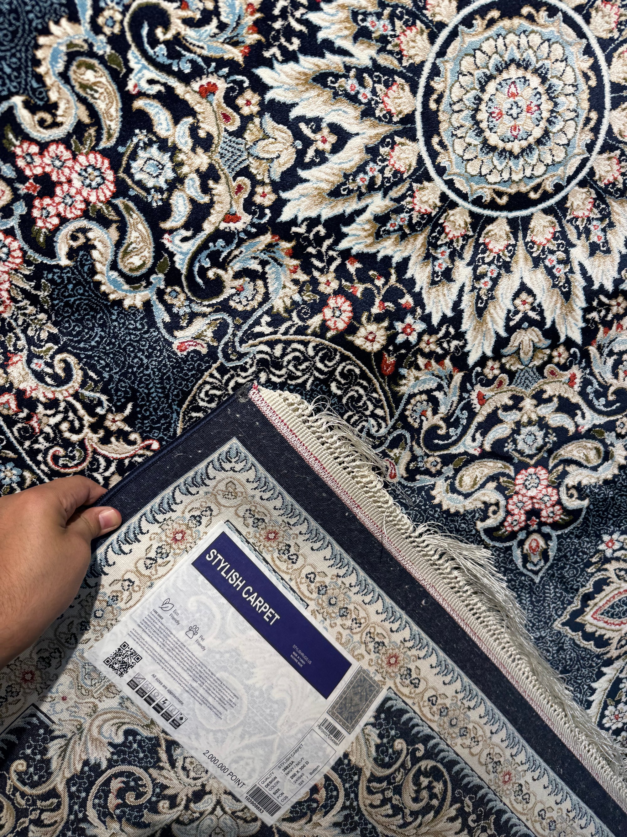 Kashan Navy Persian Design Rugs 2 Million Points
