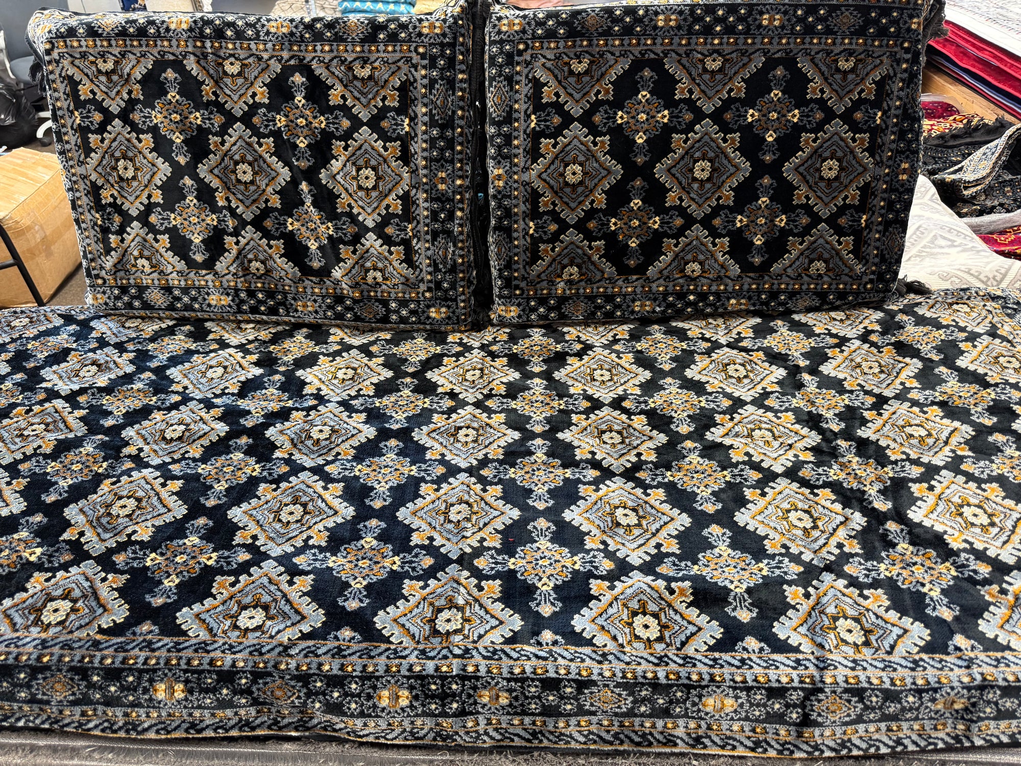 Black Turkmen Design Traditional New Afghan Toshak Set Cover