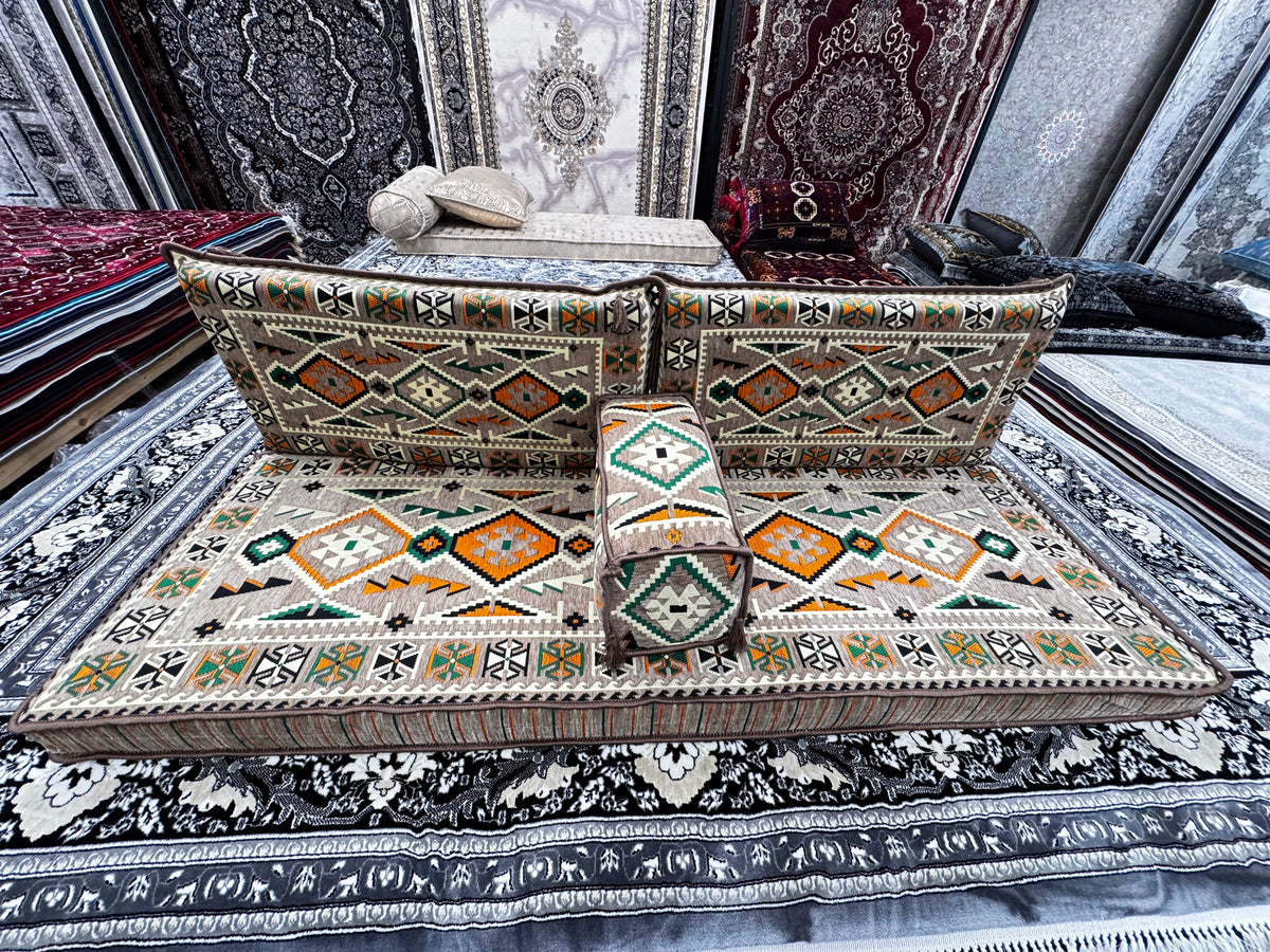 Light Brown Luxurious Majlis – 4-Piece Traditional Arabic Floor Sofa Set for Living Room & Lounge