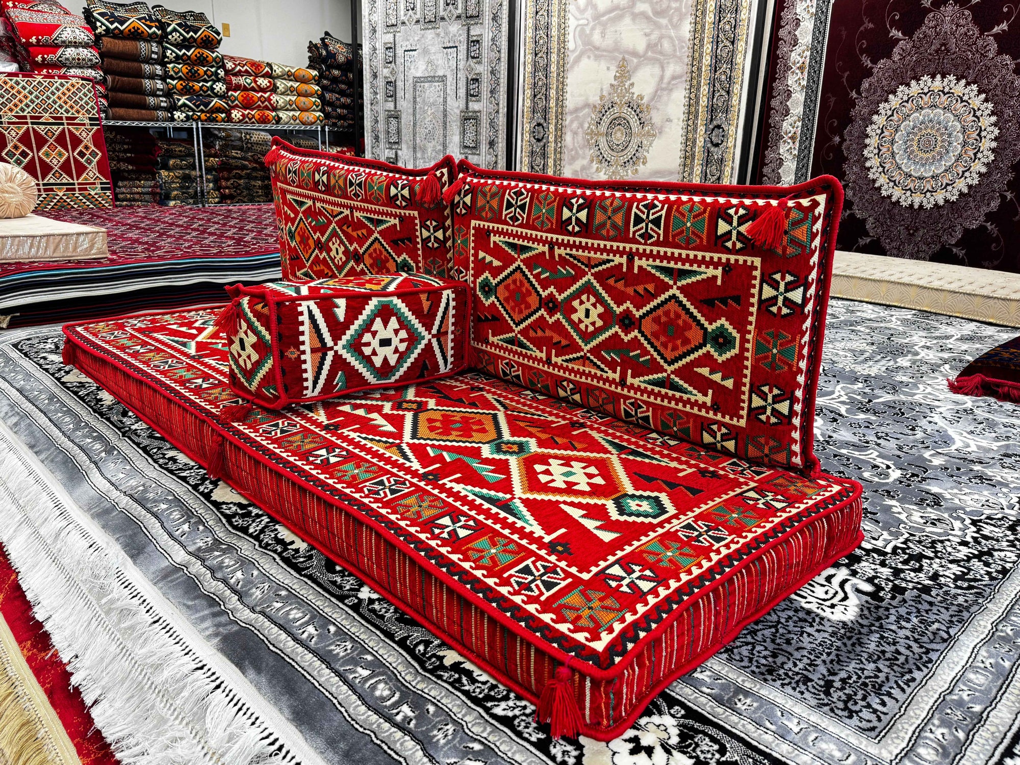 Arabic Majlis Sofa, Arabic Floor Seating, Arabic Couches, Arabic Jalsa, Balcony Floor Sofa, Arabic Living Room Furniture