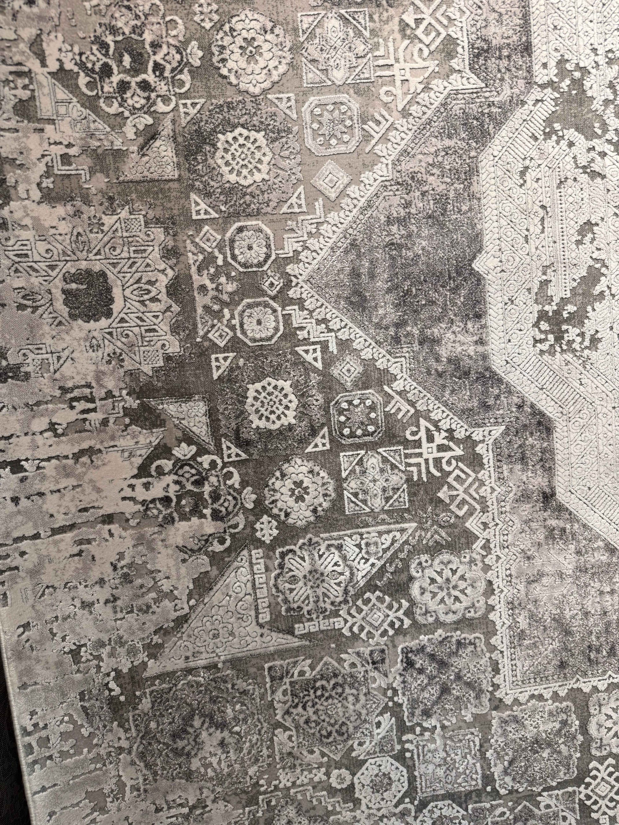 Mamluk Design Bamboo Rug, Grey Carpet