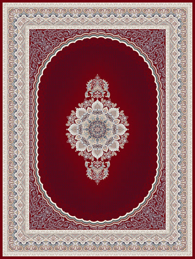 Burgundy Medallion Persian Rug 1200 Reeds - pattern detail
