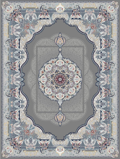 2026 Luxury Persian-Inspired Traditional Rug Dark Gray Royal Medallion 1200 Reeds