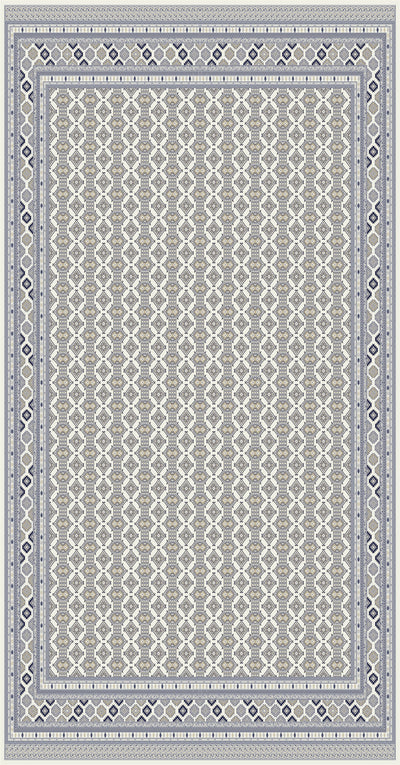 Cream and navy trellis Persian-design rug, Arman design AR015A