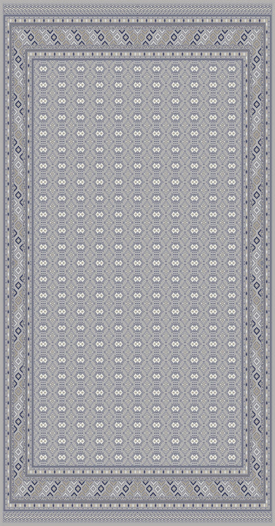 Grey and navy geometric grid Persian-design rug, Arman design AR015A