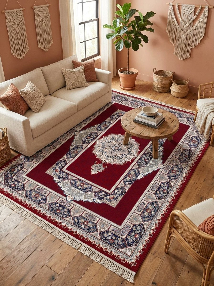 Red Medallion Persian Rug · 1200 Reeds rug styled in a Sacramento home — Stylish Rugs & Carpets