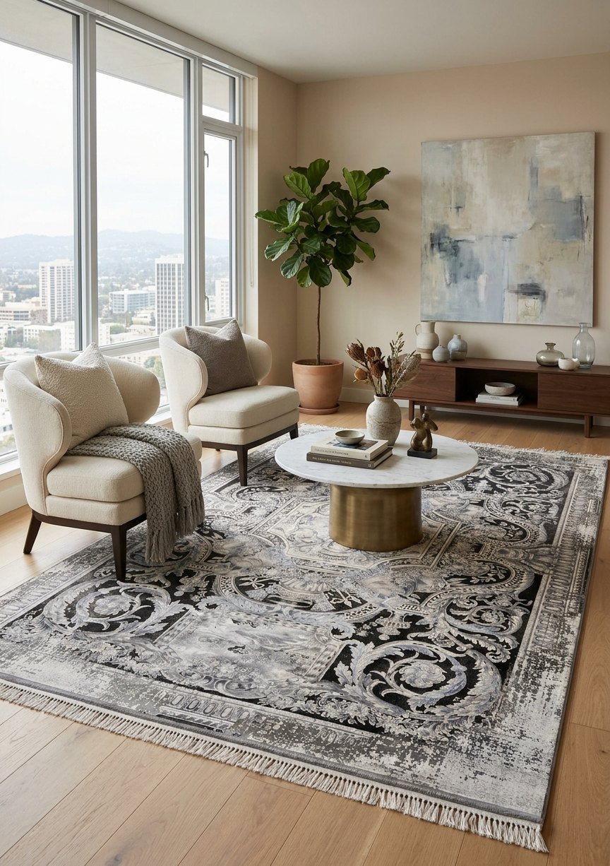 Iranian Premium Authentic Vintage Rug — area rug styled in a room, Stylish Rugs & Carpets, Sacramento