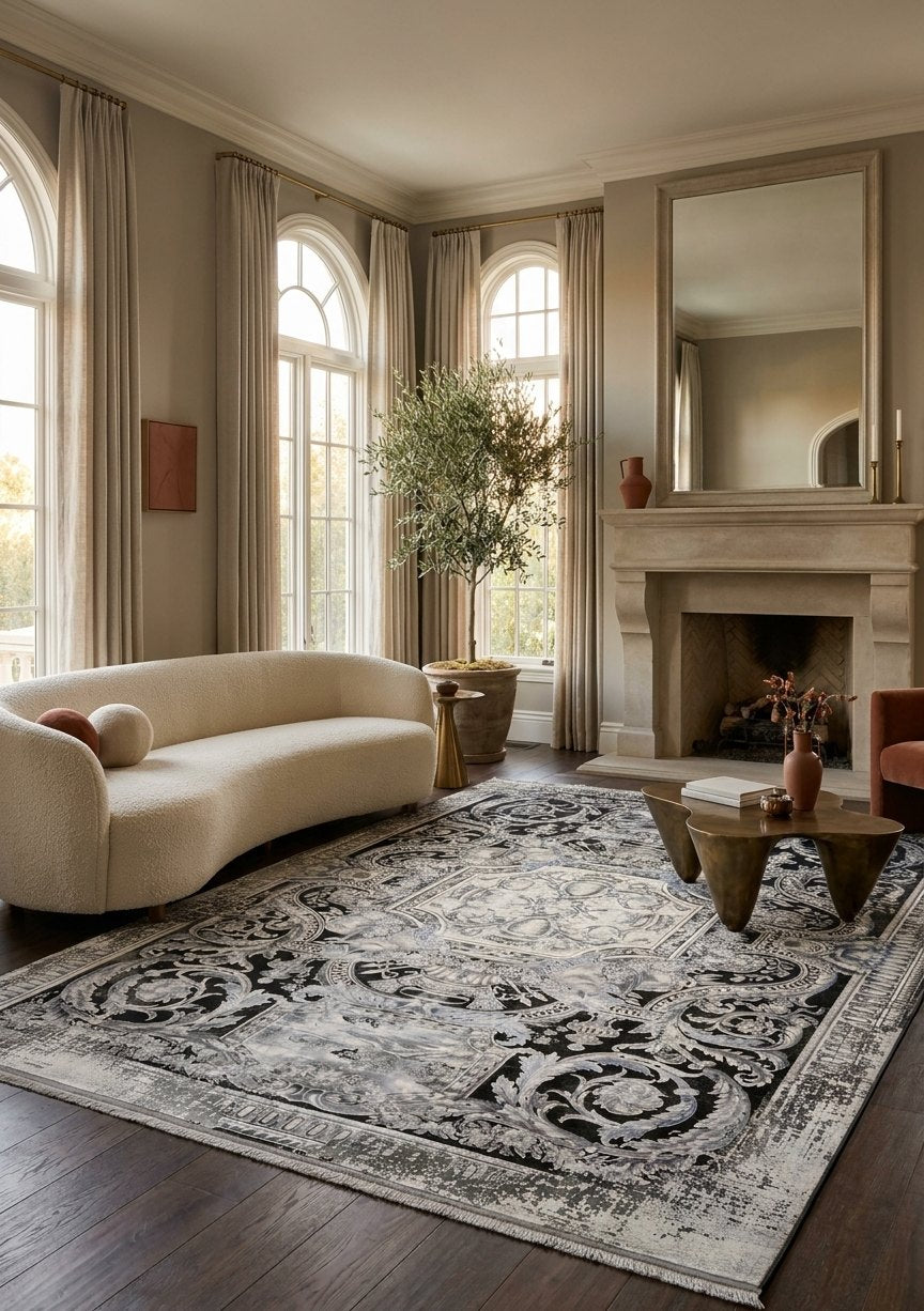 Iranian Premium Authentic Vintage Rug — area rug styled in a room, Stylish Rugs & Carpets, Sacramento