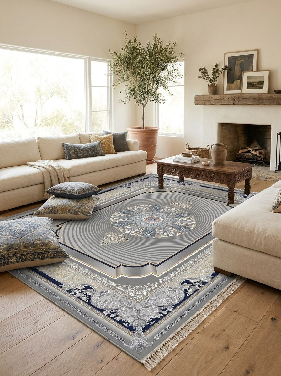 Dark Gray 3D Persian Rug · 1200 Reeds rug styled in a Sacramento home — Stylish Rugs & Carpets