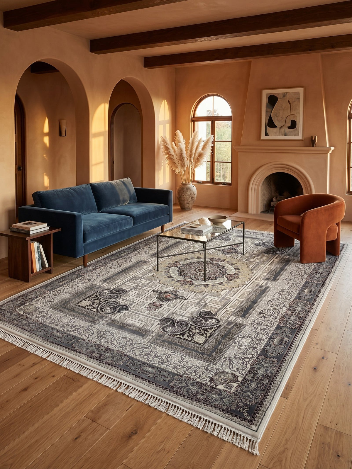 Cream Persian Design Rug — 1200 Reeds styled in a room — Stylish Rugs & Carpets, Sacramento