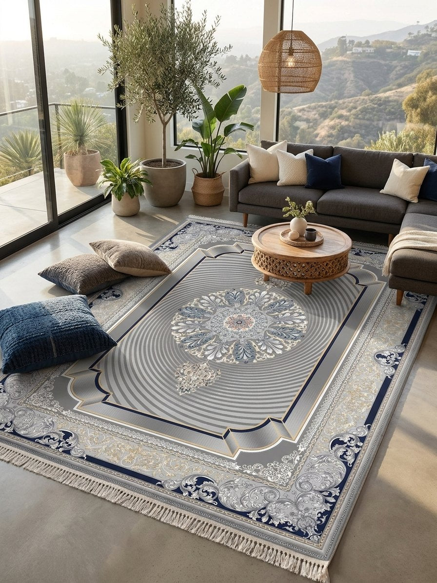 Dark Gray 3D Persian Rug · 1200 Reeds rug styled in a Sacramento home — Stylish Rugs & Carpets