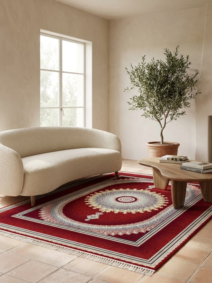 Royal Red Medallion Persian Rug · 1200 Reeds rug styled in a Sacramento home — Stylish Rugs & Carpets