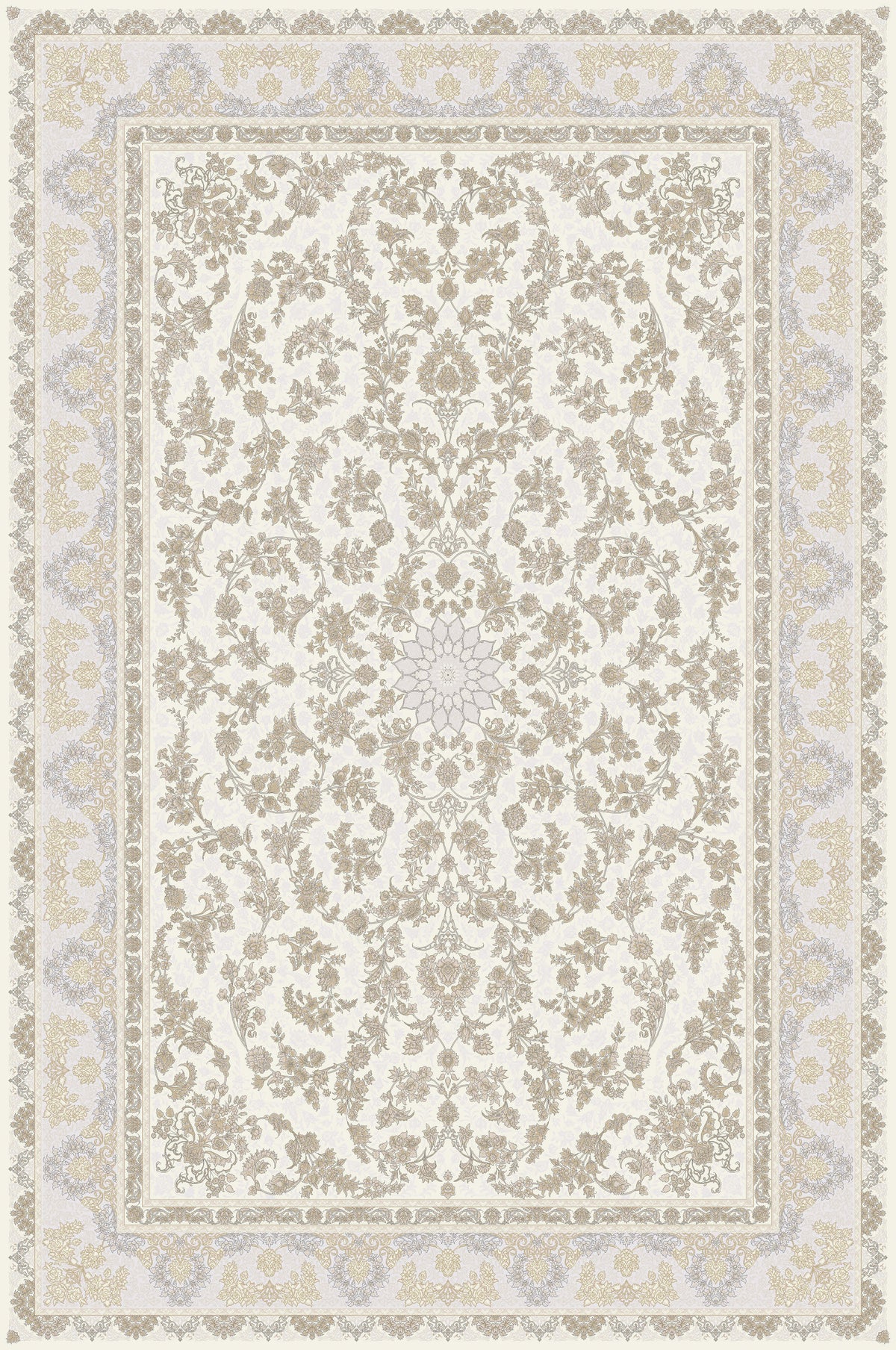 Ivory all-over floral rug from the Shadow line, Art Silk pile