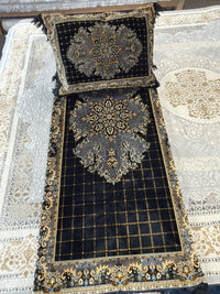 Black & Silver Medallion Afghan Toshak Cover Set - 1 Set Just Cover