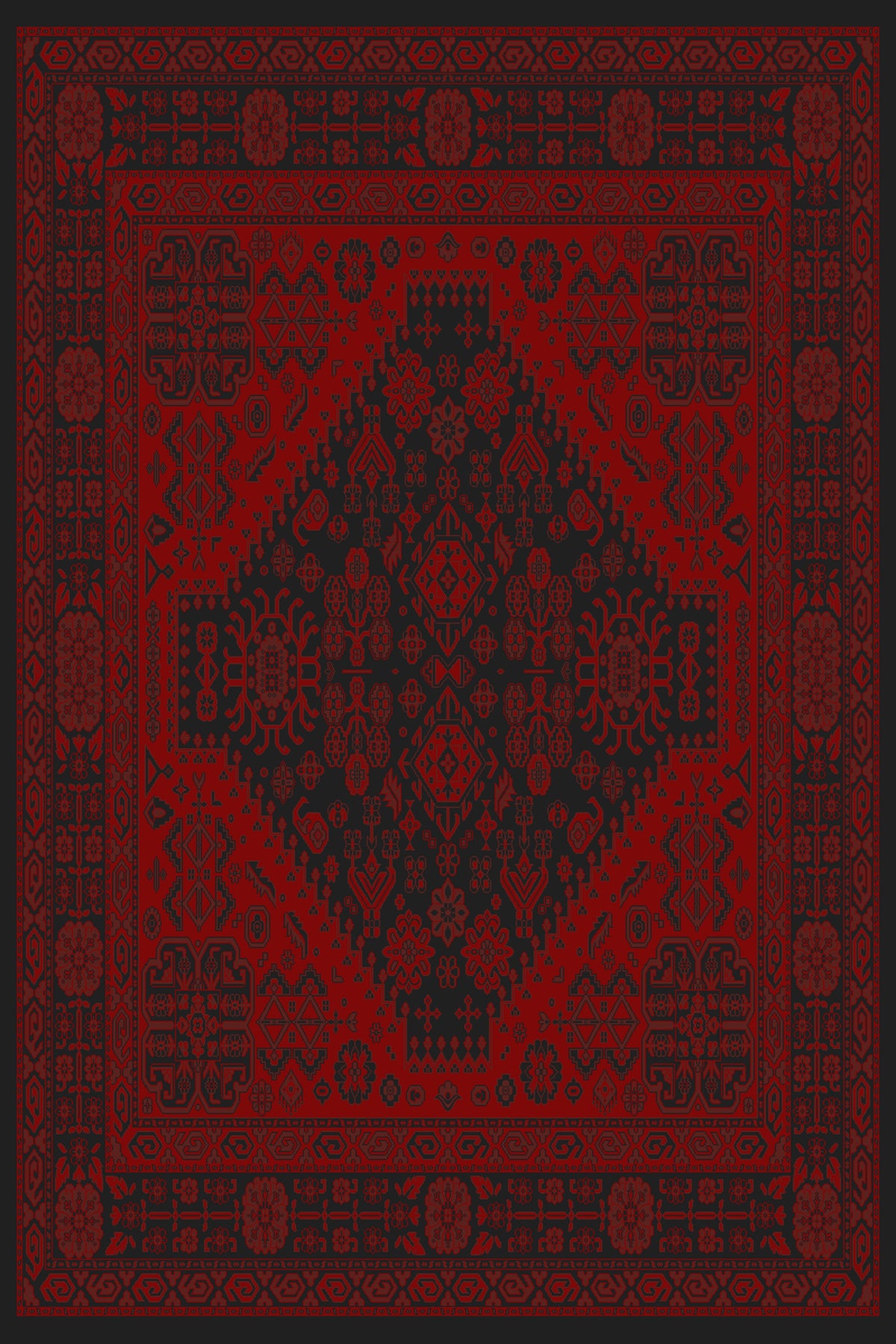 Black and red grand medallion Turkish rug, design 05366A dark colourway — Stylish Rugs & Carpets, Sacramento