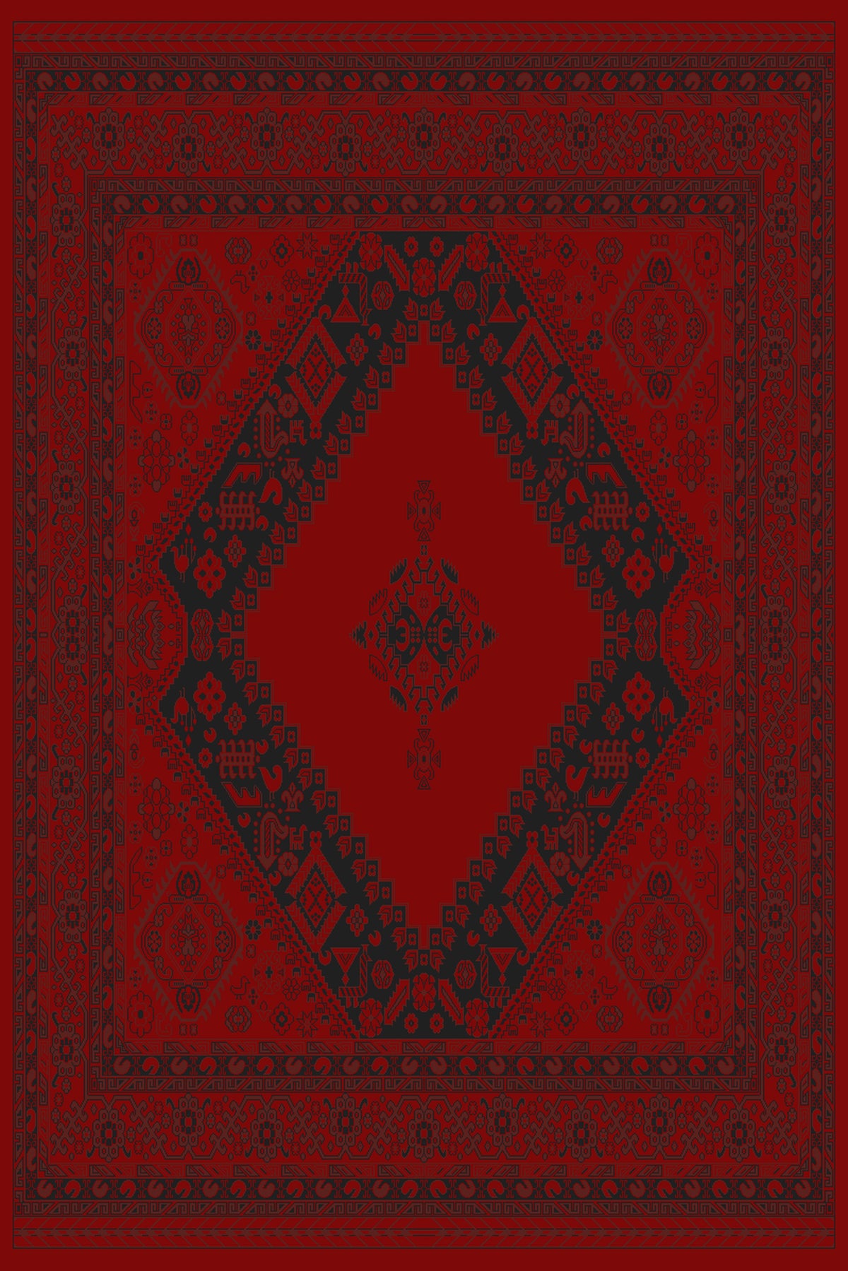 Red and black open diamond Turkish rug, design 05368A — Stylish Rugs & Carpets, Sacramento