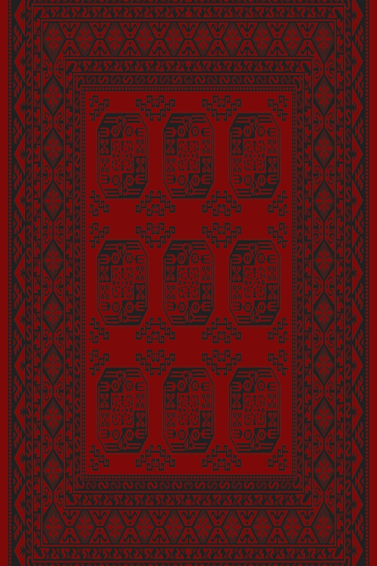 Turkmen Bokhara area rug, design 05363A, red and black elephant-foot medallions, 2x3 m — Stylish Rugs & Carpets, Sacramento