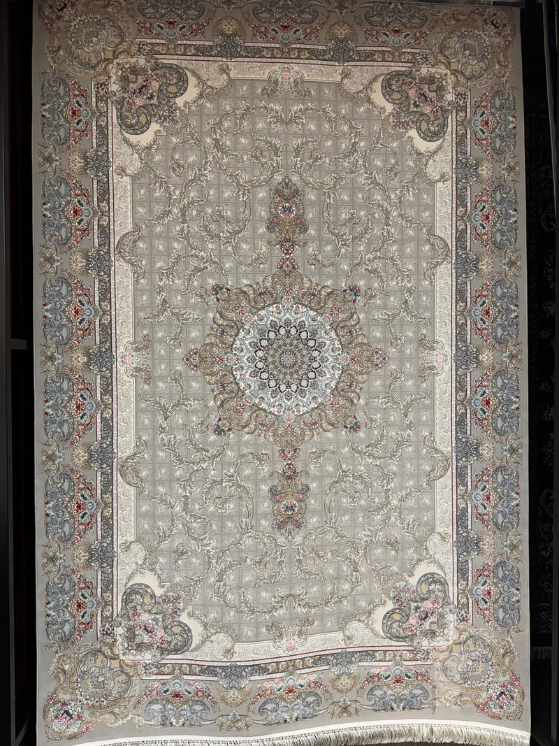 High-density Persian rug medallion — Tarakom knot count detail