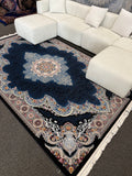 2026 Luxury Traditional Persian-Inspired Rug Navy Blue Ornate Medallion Arch Design 1200 Reeds