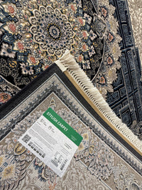 Modern Persian Carpet with Navy & Cream Background