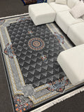 2026 Luxury Traditional Persian-Inspired Rug Dark Gray Classic Central Medallion 1200 Reeds