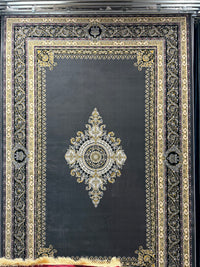Darbar Persian Carpet Dark Gray and Gold Background | Stylish Rugs & Carpets