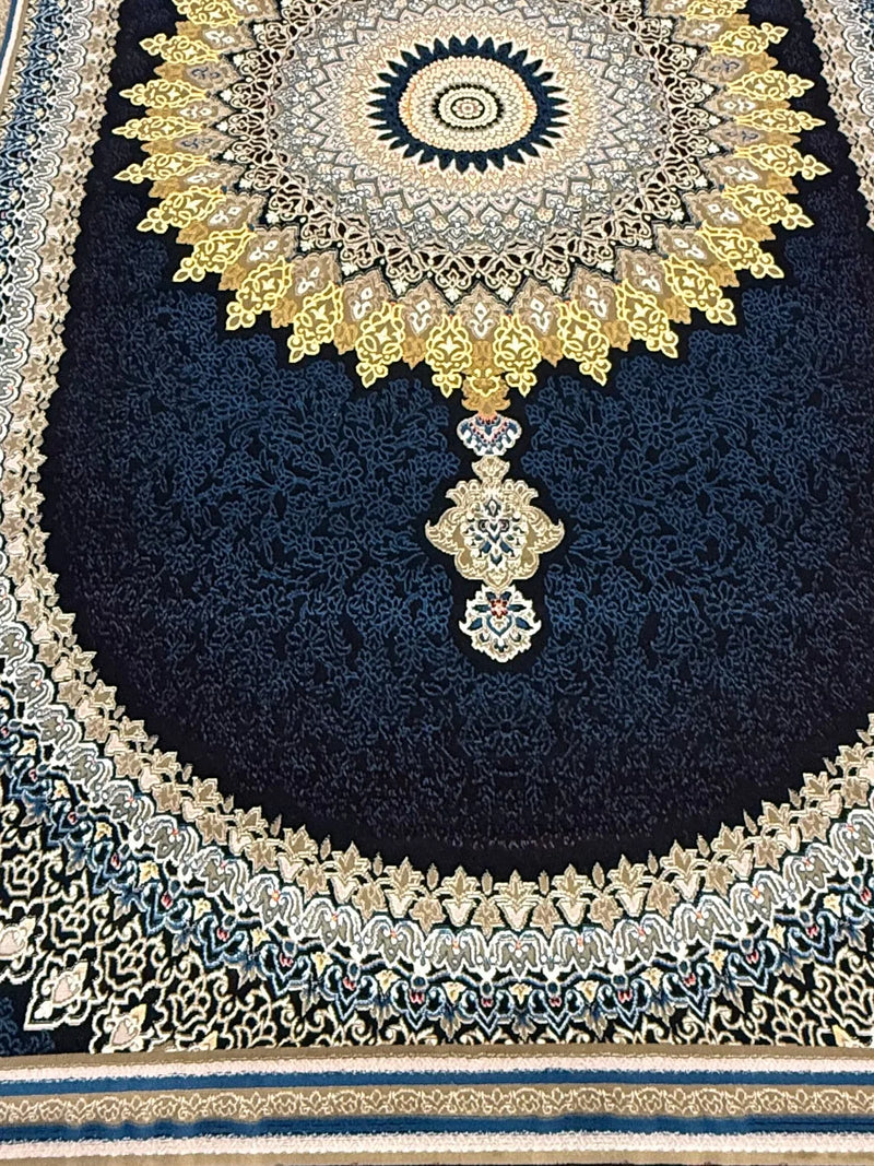 2026 Luxury Persian-Inspired Traditional Rug Deep Navy Burgundy Oval Medallion 1200 Reeds