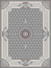 2026 Luxury Traditional Persian-Inspired Rug – Dark Gray with Classic Central Medallion | 1200 Reeds