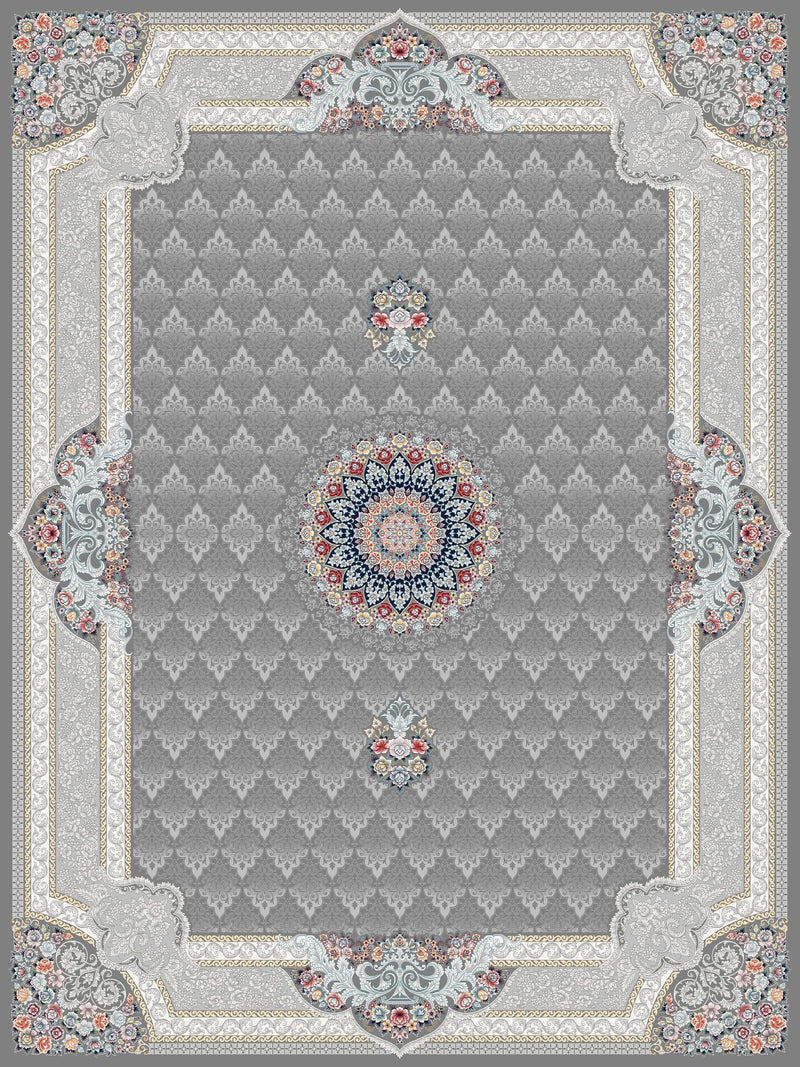 2026 Luxury Traditional Persian-Inspired Rug Dark Gray Classic Central Medallion 1200 Reeds