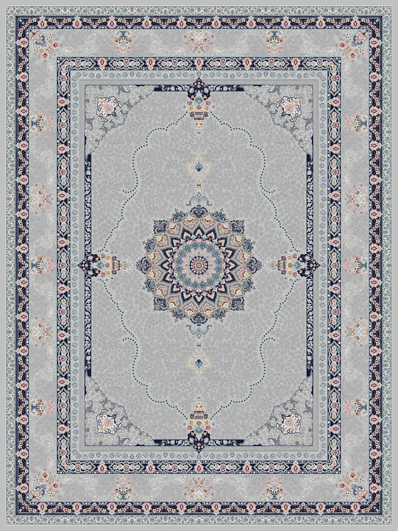 2026 Light Gray Luxury Traditional Persian Medallion Rug 1200 Reeds | Stylish Rugs & Carpets