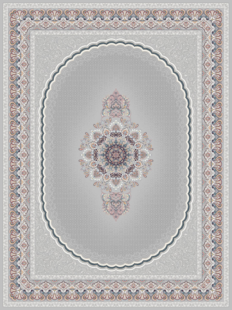 2026 Luxury Traditional Persian-Inspired Rug Light Gray Elegant Central Medallion 1200 Reeds
