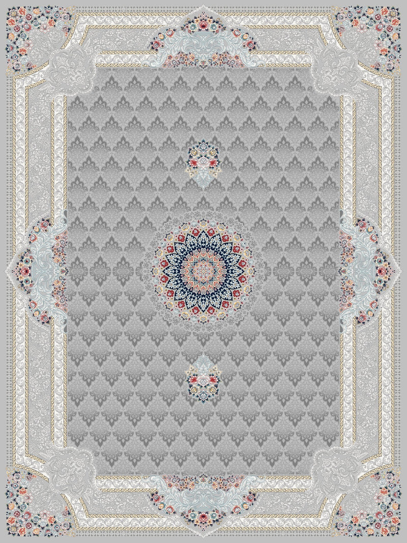 2026 Luxury Traditional Persian-Inspired Rug Light Gray Classic Central Medallion 1200 Reeds