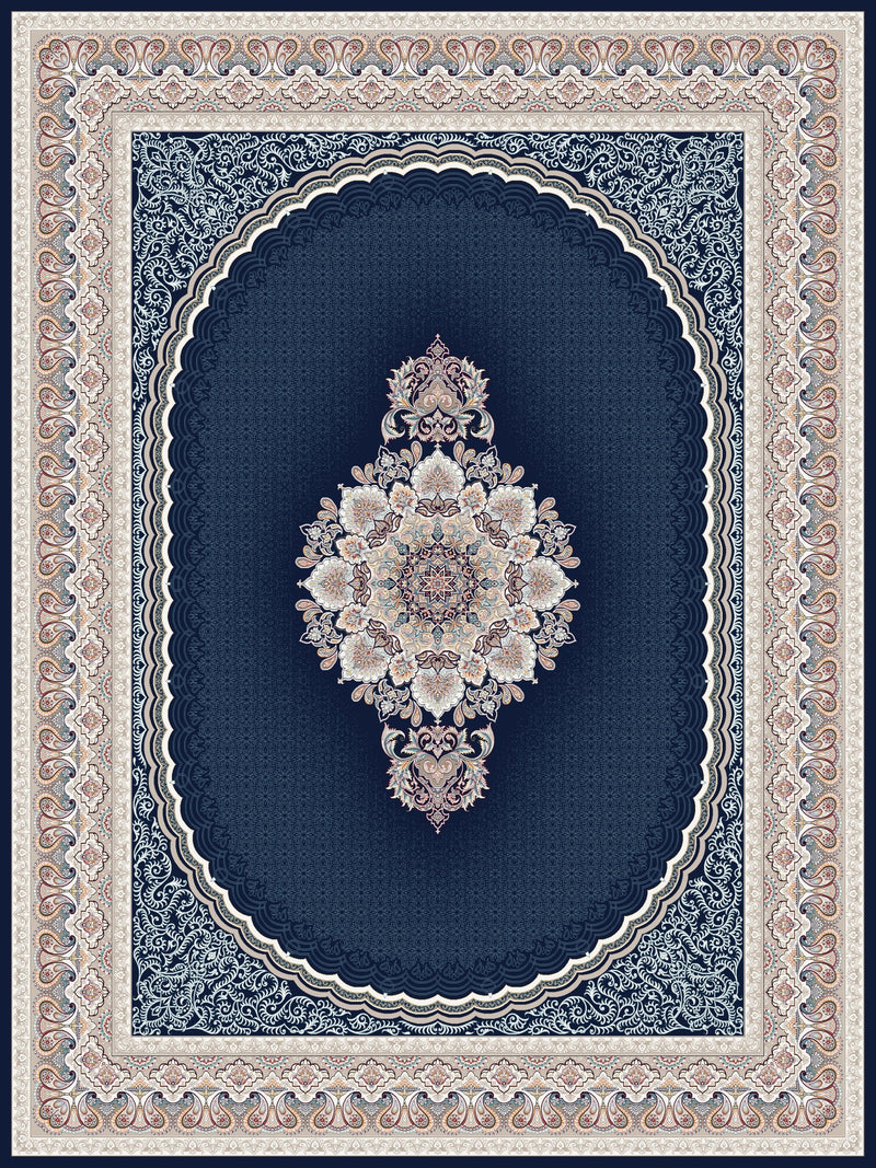 Navy Medallion Persian Rug 1200 Reeds - pattern detail