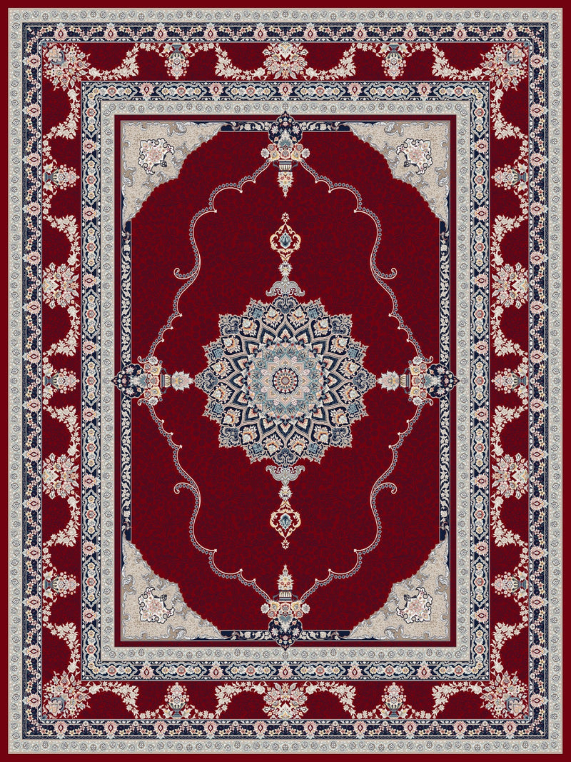2026 Burgundy Luxury Traditional Persian Medallion Rug 1200 Reeds | Stylish Rugs & Carpets