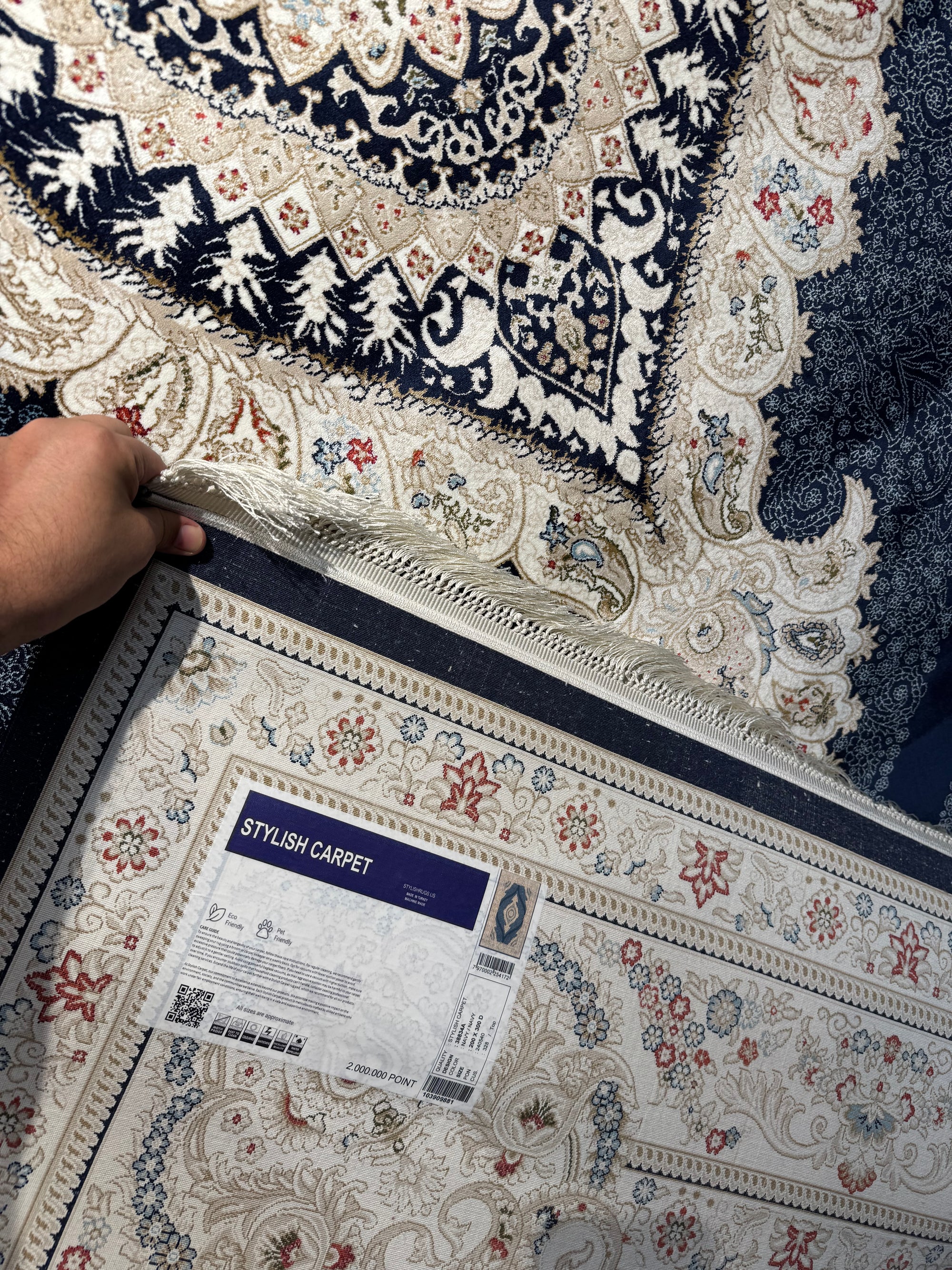 Qom Navy Persian Design Rugs 2 Million Points