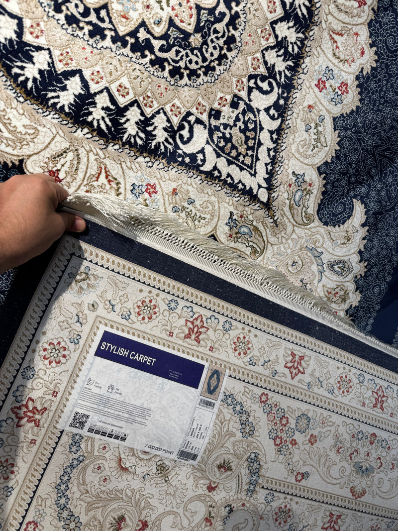 Qom Navy Persian Design Rug 2 Million Points | Stylish Rugs & Carpets