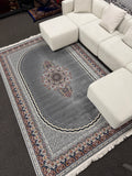 2026 Luxury Traditional Persian-Inspired Rug Light Gray Elegant Central Medallion 1200 Reeds