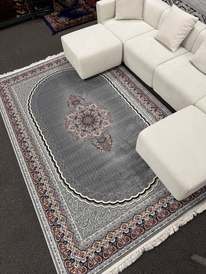 2026 Luxury Traditional Persian-Inspired Rug Light Gray Elegant Central Medallion 1200 Reeds