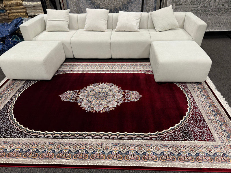 2026 Burgundy Red Luxury Traditional Rug 1200 Reeds | Stylish Rugs & Carpets