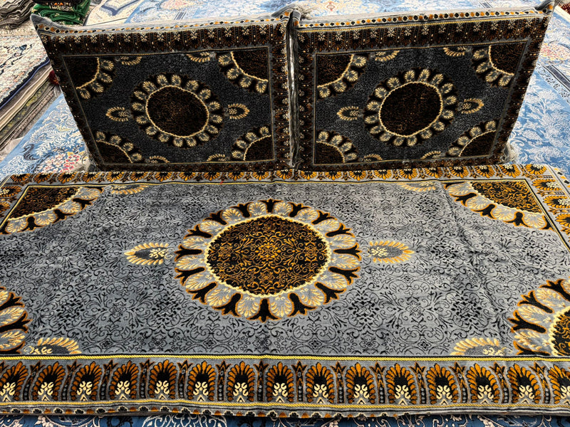 Gray - Gold design Traditional New Afghan Toshak Cover Set