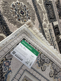Modern Persian Carpet with Cream and Silver Background