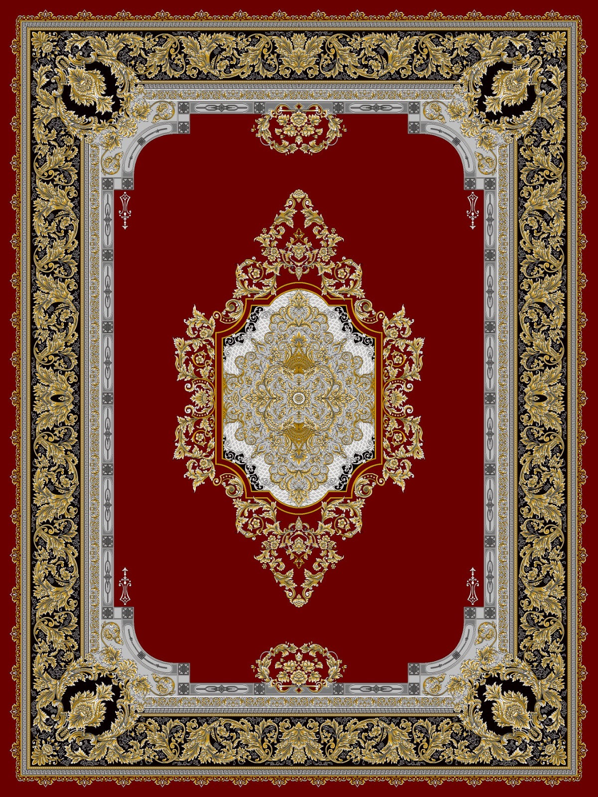 Shah Persian Carpet Red and Gold Background | Stylish Rugs & Carpets