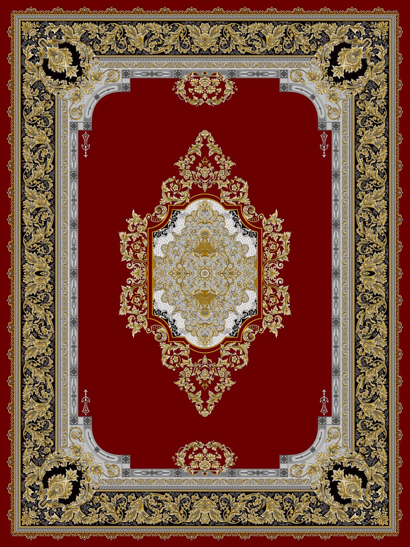 Shah Persian Carpet Red and Gold Background | Stylish Rugs & Carpets