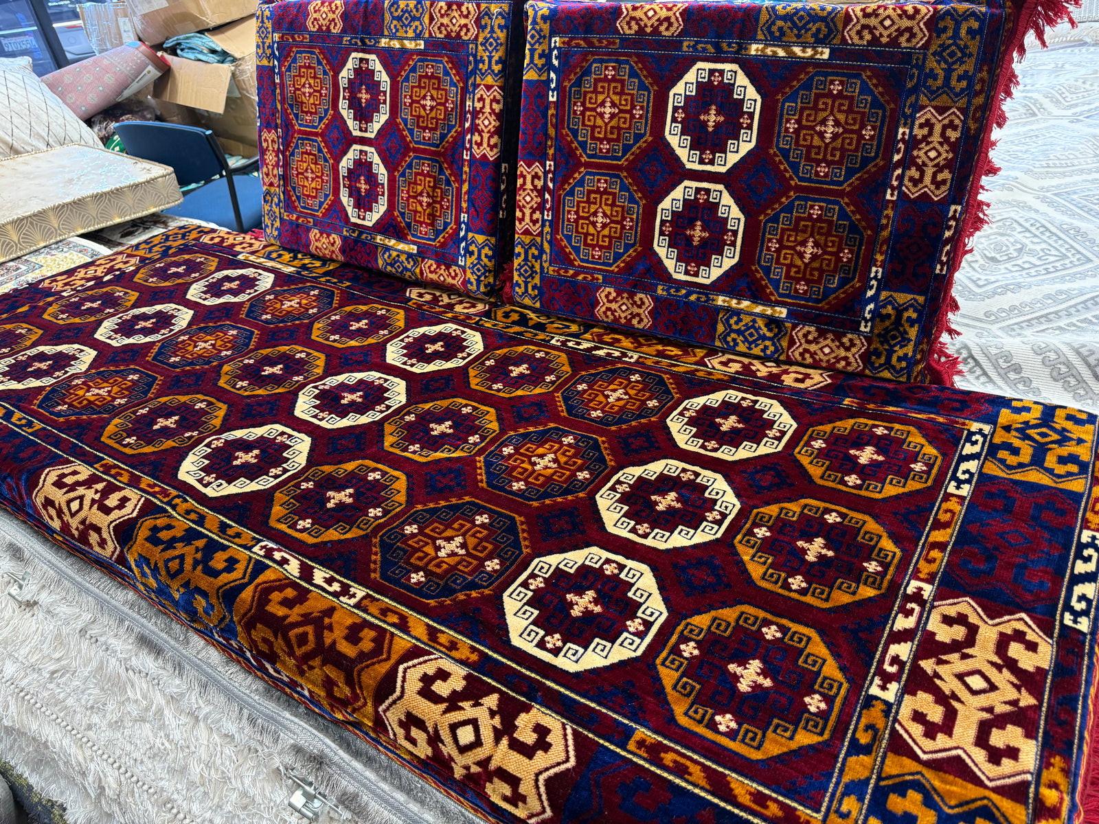 Red Turkmen Design Traditional New Afghan Toshak Set Cover