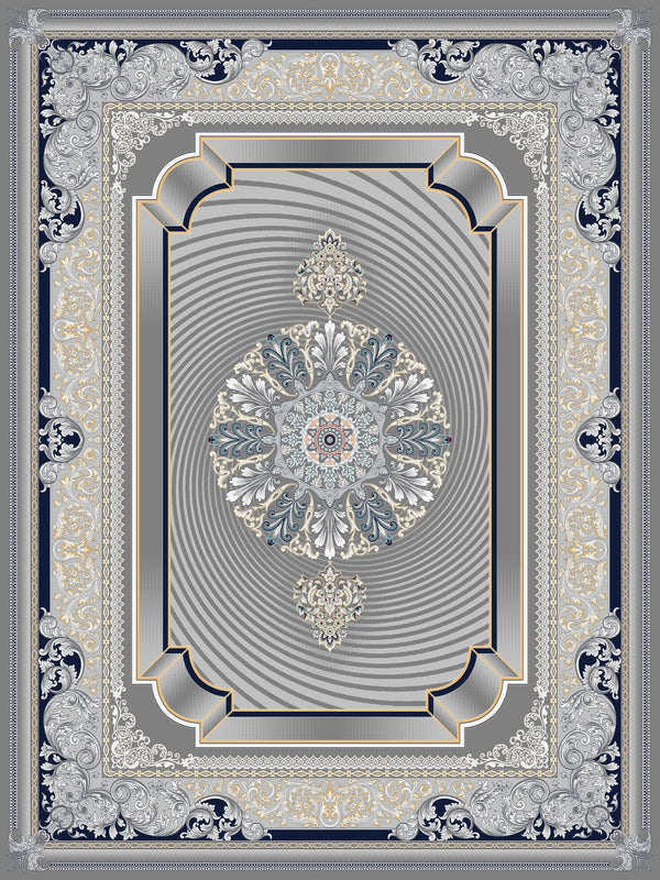 2026 Dark Gray 3D Luxury Modern Rug | 1200 Reeds • 3M+ Density