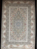 Classic Persian Carpet Medallion Light Gray Background Cream Border 2 Million Points