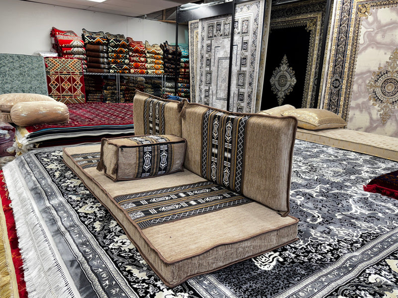Light Brown Luxurious Majlis 4-Piece Arabic Floor Sofa Set