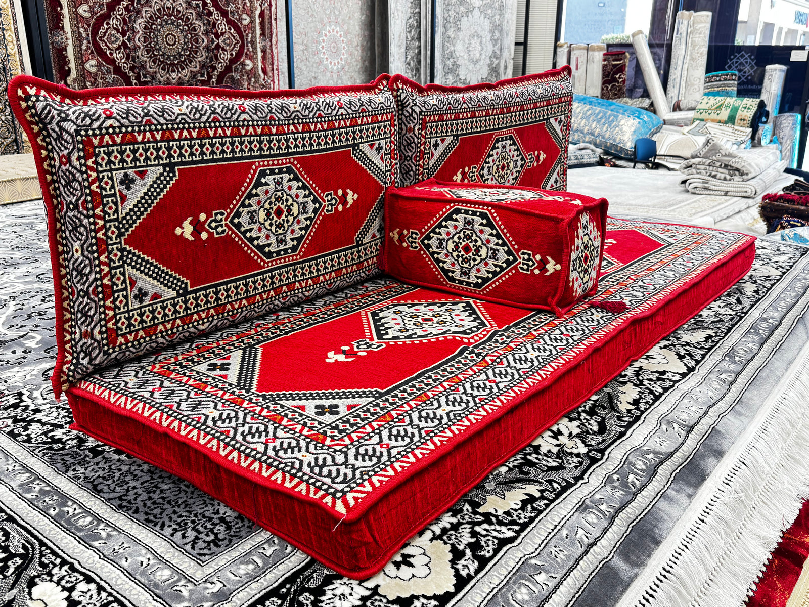 Red Majlis Edition VI · 4-Piece Arabic Floor Sofa Set