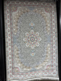 Persian Oval Carpet Gray Background Central Medallion Pastel Accents 2 Million Points